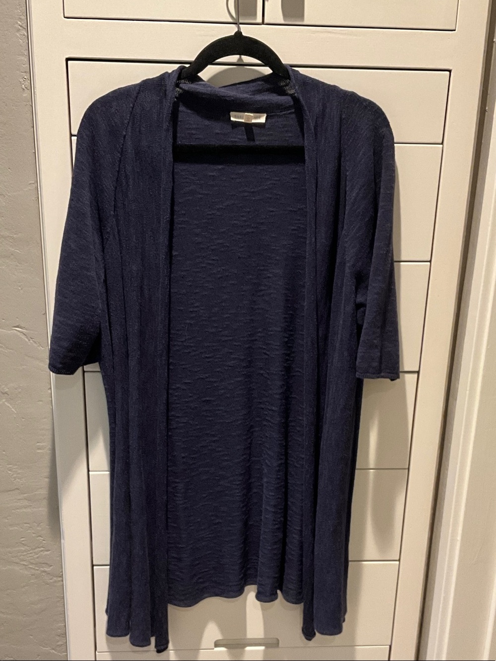 Eileen Fisher Navy Open-Front Draped Tunic